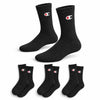 Champion 3 Pack Crew Socks - Black (White & Red Logo)