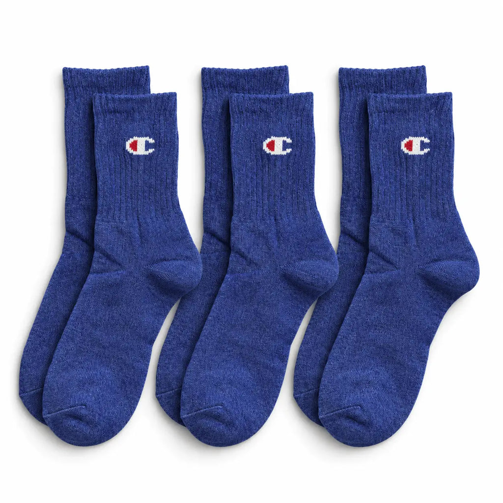 Champion 3 Pack Crew Socks - Blue