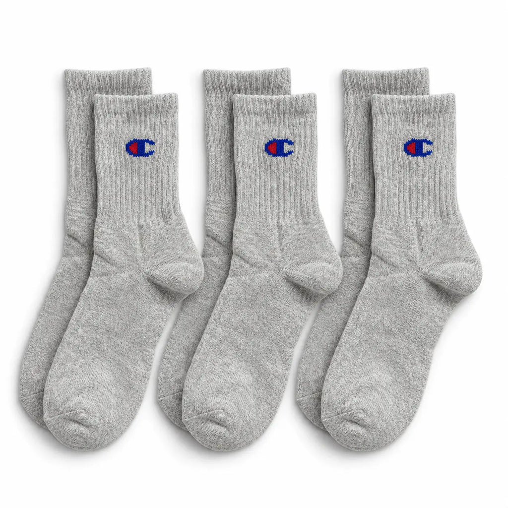 Champion 3 Pack Crew Socks - Grey