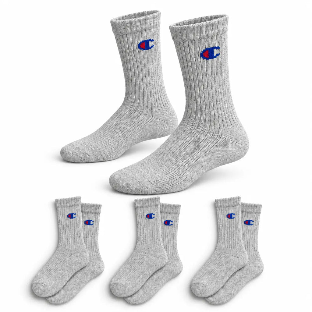 Champion 3 Pack Crew Socks - Grey