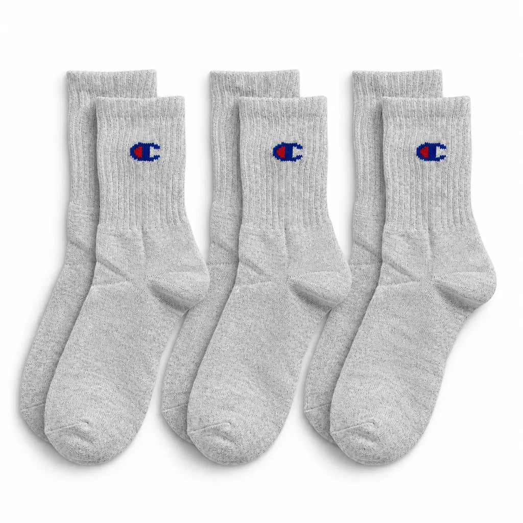 Champion 3 Pack Crew Socks - Light Grey