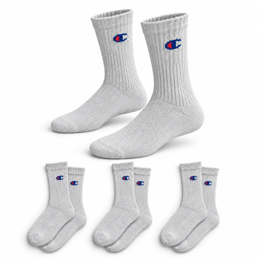 Champion 3 Pack Crew Socks - Light Grey