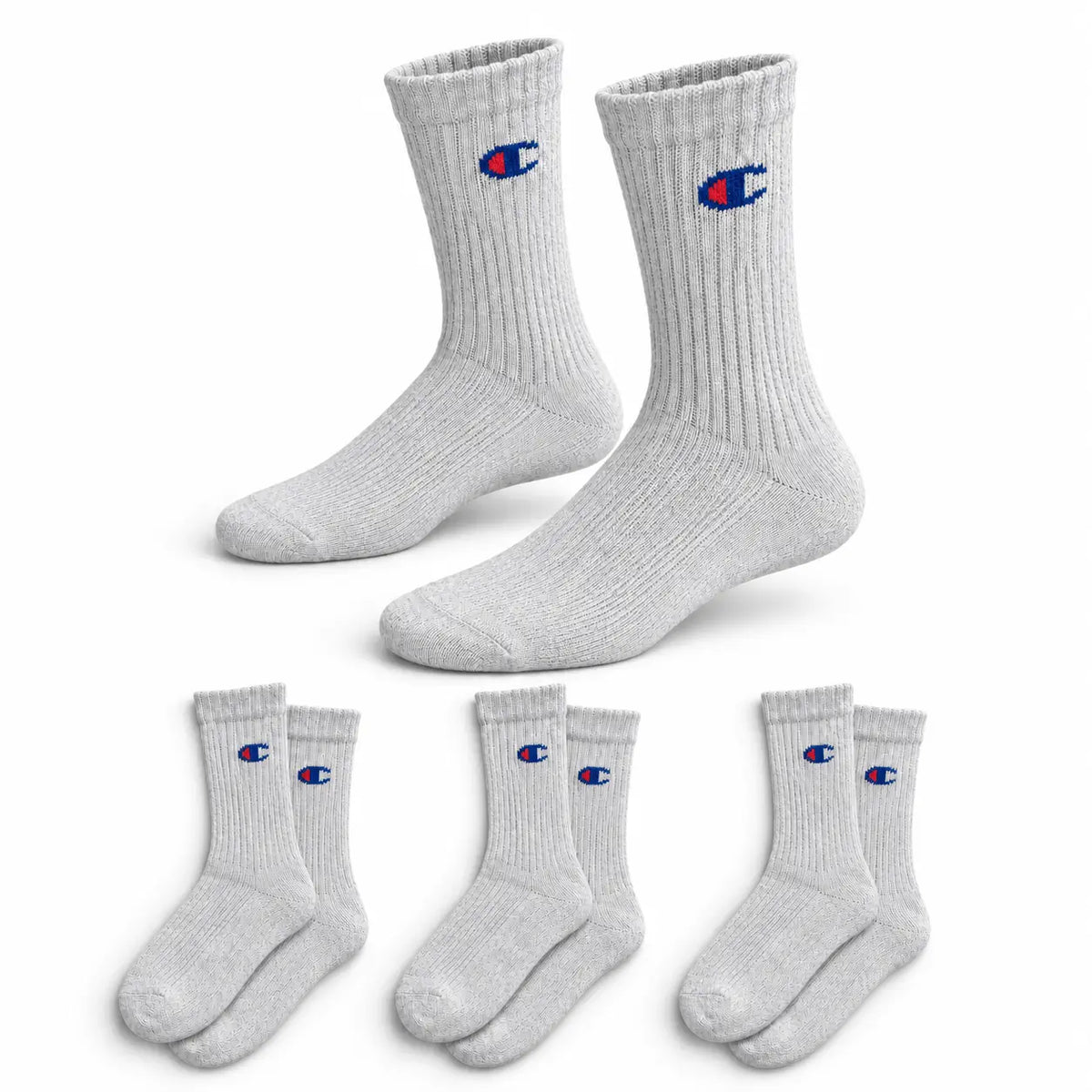 Champion 3 Pack Crew Socks - Light Grey