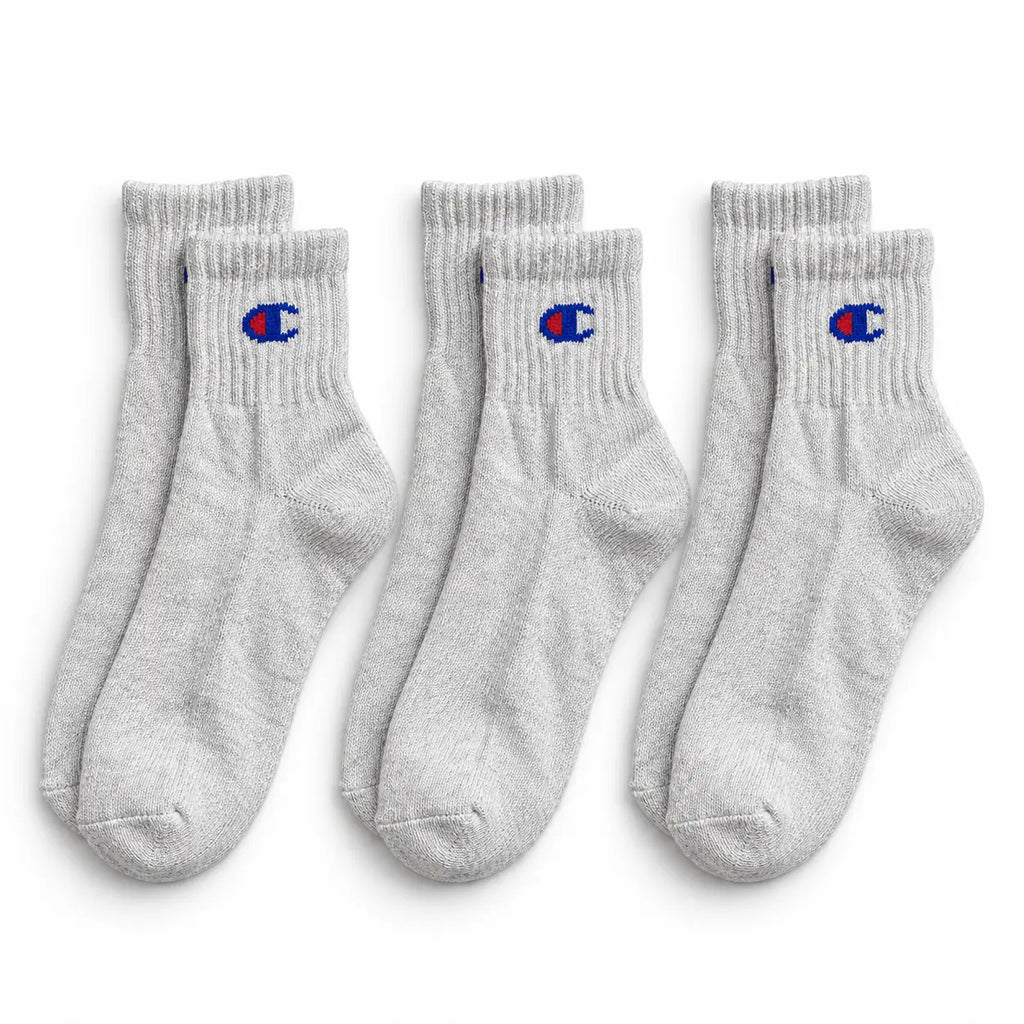Champion 3 Pack Quarter Socks - Light Grey