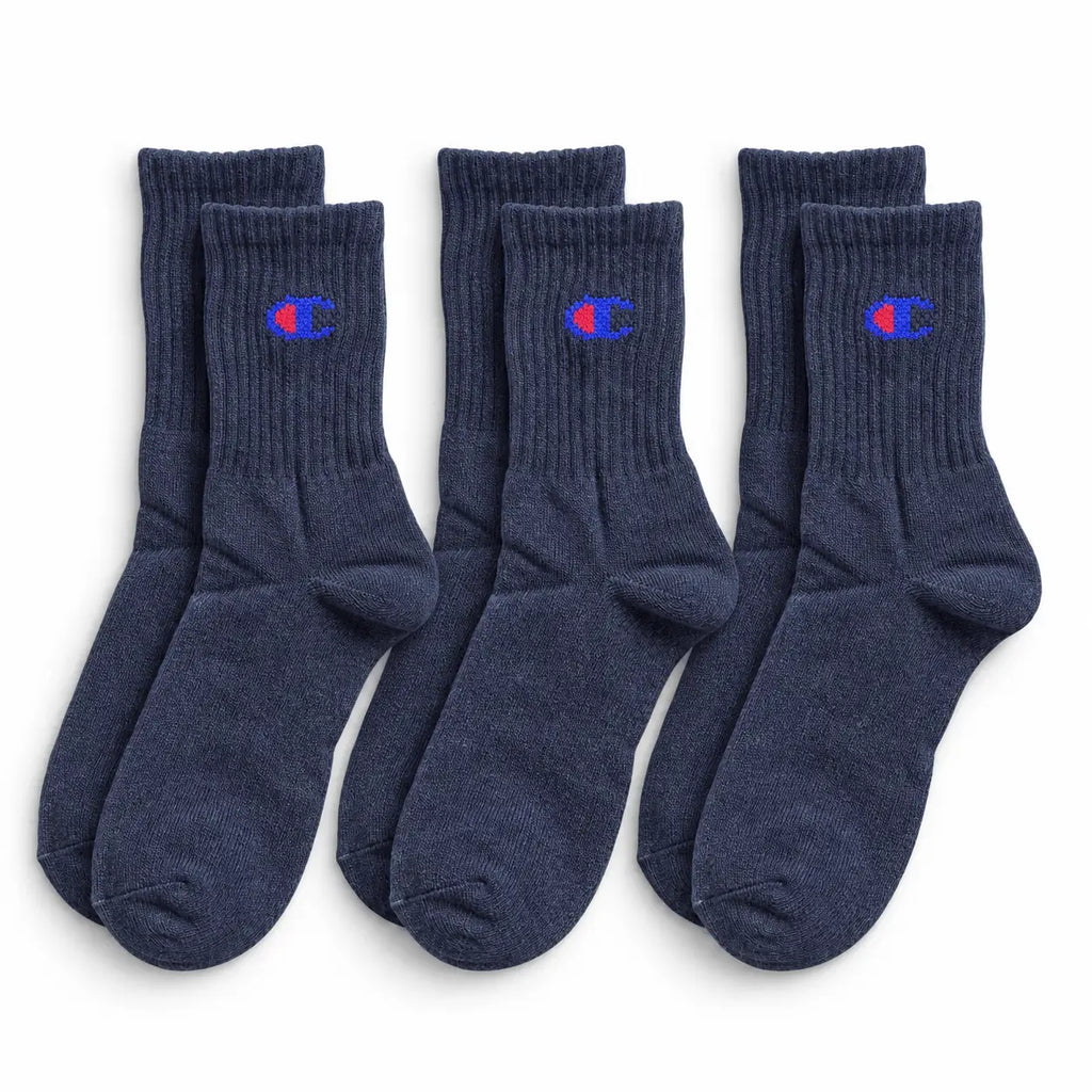 Champion 3 Pack Crew Socks - Navy