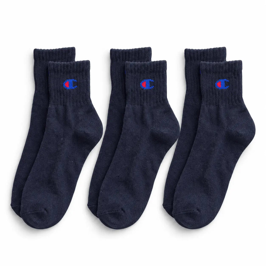 Champion 3 Pack Quarter Socks - Navy