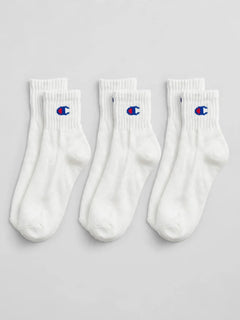 Champion 3 Pack Quarter Socks - White