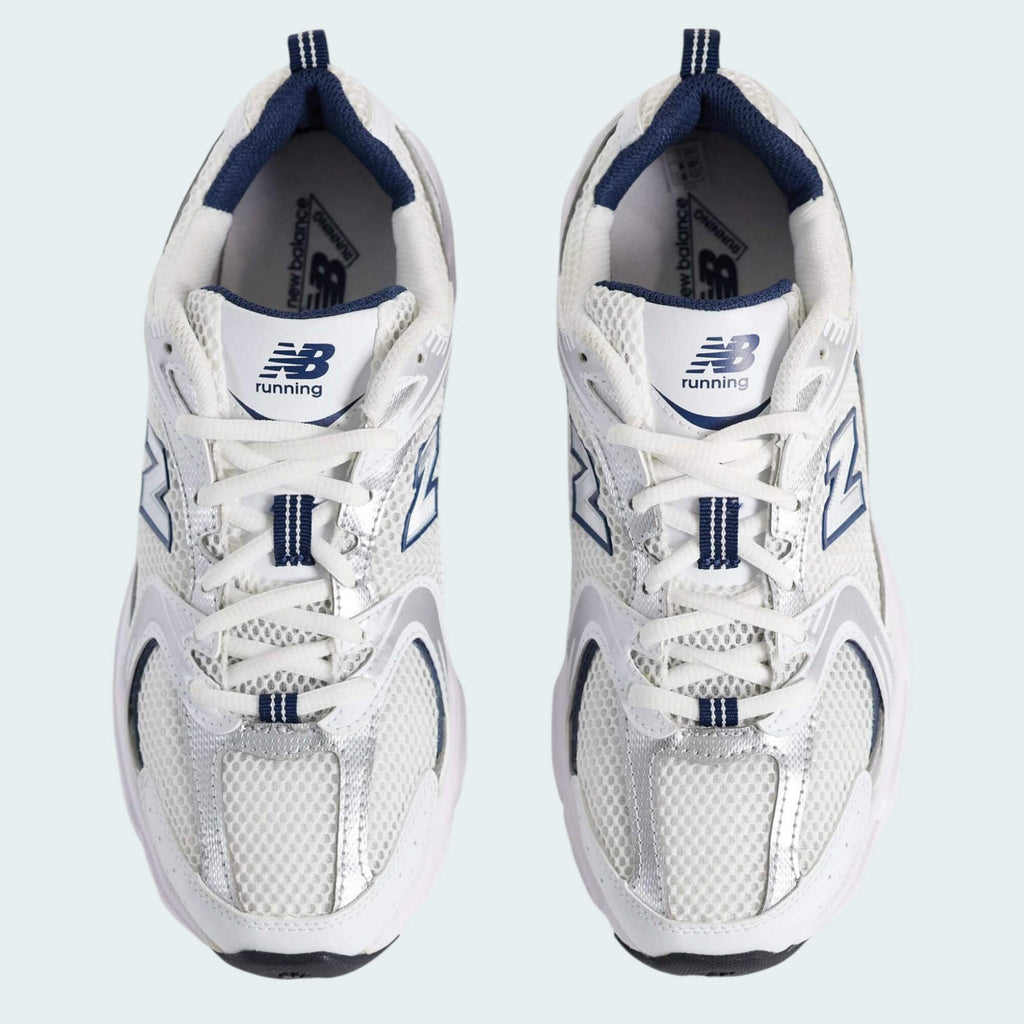 New Balance 530 White Silver Navy sneaker - side view