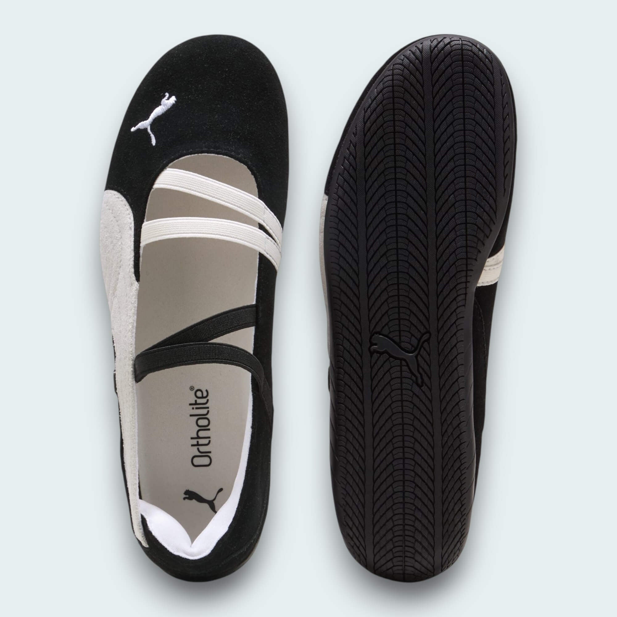 Puma Ballet Flat — Black & white - Ballet Flats - joshoes